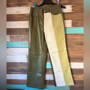 Colorblock Faux Leather Pants